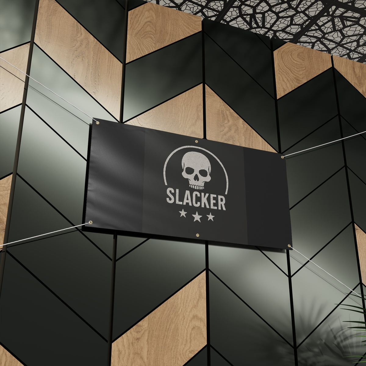 Slacker Skull Matte Banner – Funny Retro Skull Outdoor/Indoor Sign