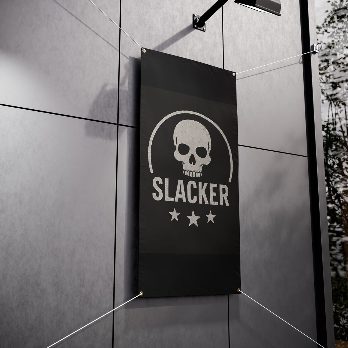 Slacker Skull Vinyl Banner - Retro Skull Graphic Outdoor/Indoor Sign