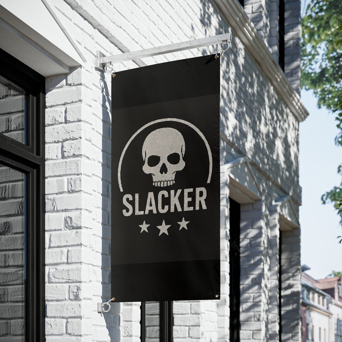 Slacker Skull Vinyl Banner - Retro Skull Graphic Outdoor/Indoor Sign