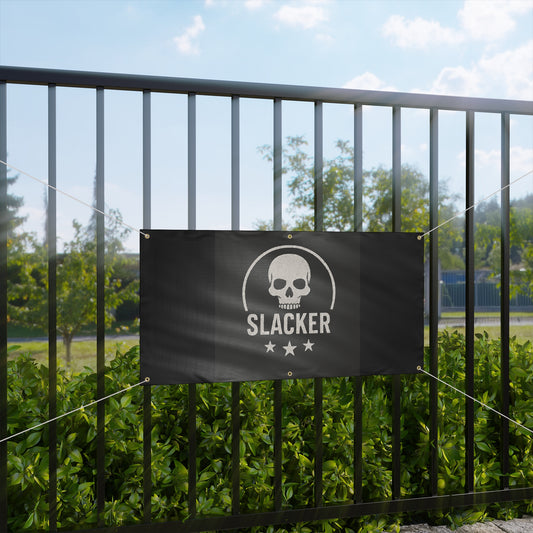 Slacker Skull Matte Banner – Funny Retro Skull Outdoor/Indoor Sign